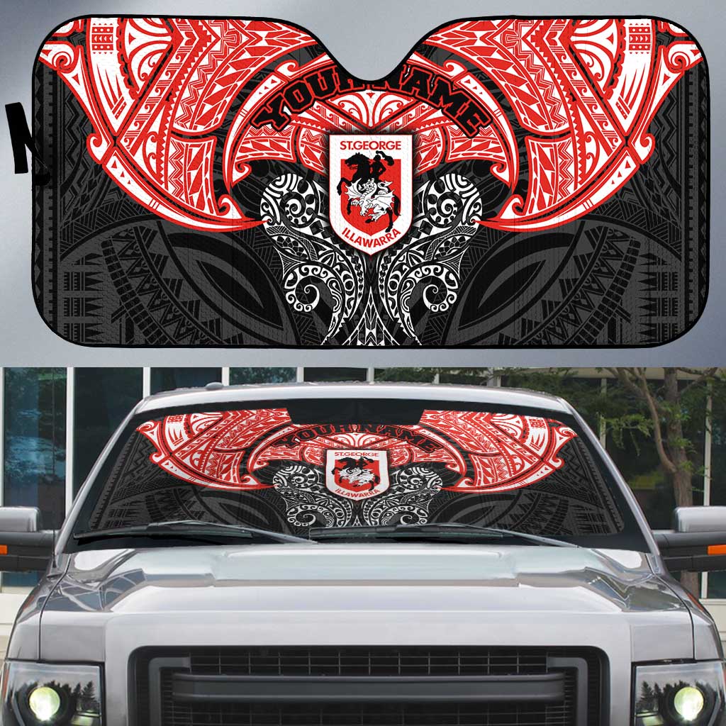 Personalized St. George Illawarra Dragons Auto Sun Shade Polynesian Tribal Pattern Style