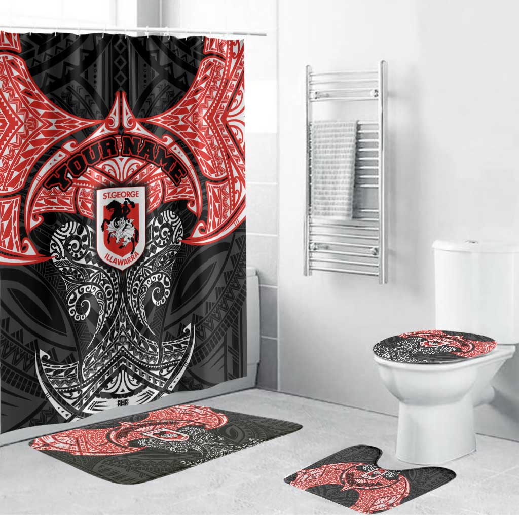 Personalized St. George Illawarra Dragons Bathroom Set Polynesian Tribal Pattern Style