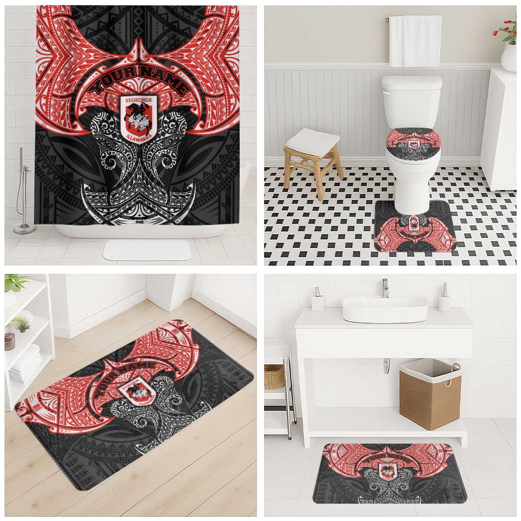Personalized St. George Illawarra Dragons Bathroom Set Polynesian Tribal Pattern Style