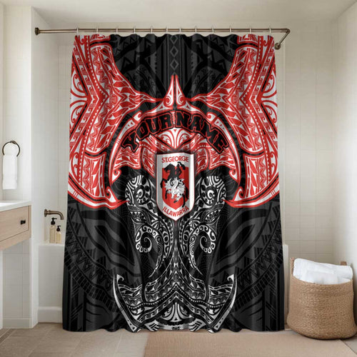 Personalized St. George Illawarra Dragons Bathroom Set Polynesian Tribal Pattern Style