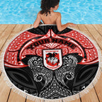 Personalized St. George Illawarra Dragons Beach Blanket Polynesian Tribal Pattern Style