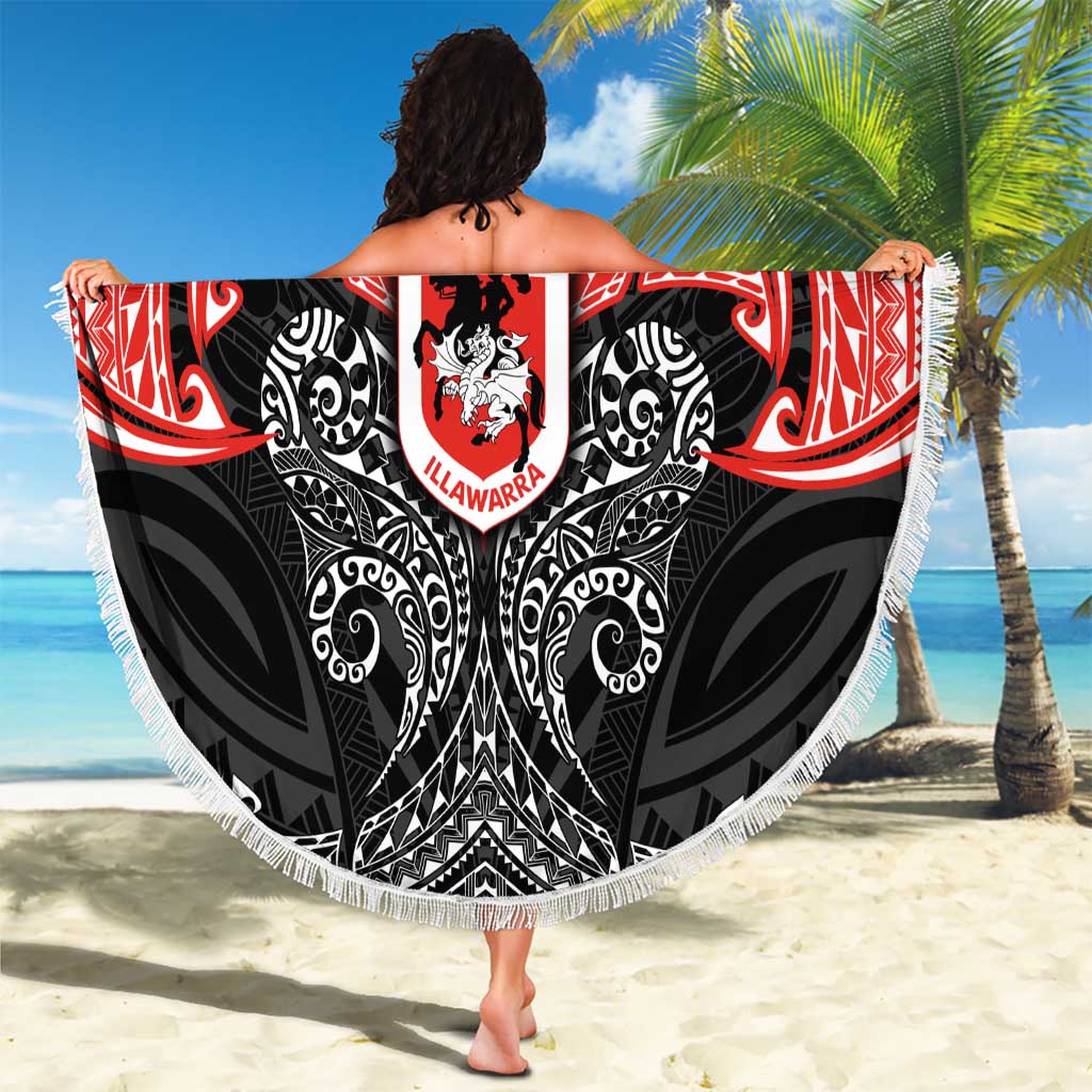 Personalized St. George Illawarra Dragons Beach Blanket Polynesian Tribal Pattern Style