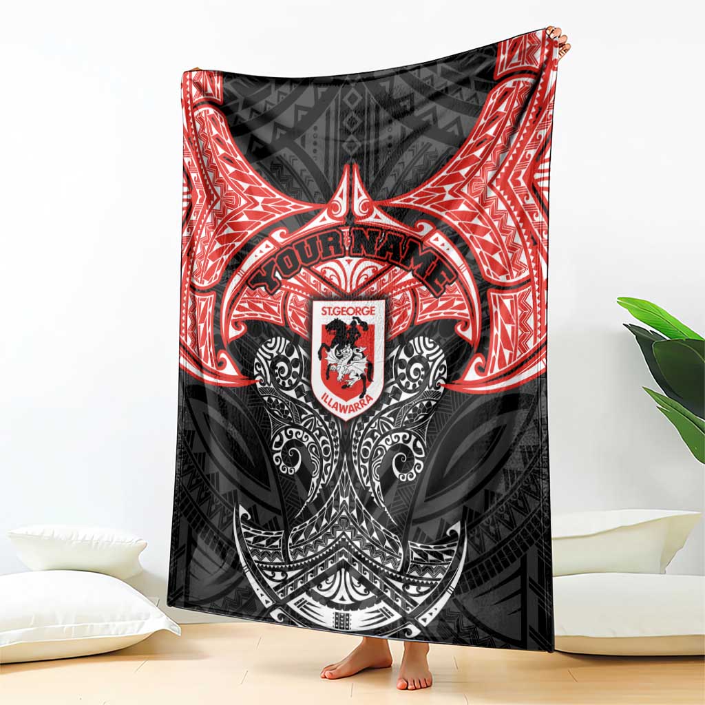 Personalized St. George Illawarra Dragons Blanket Polynesian Tribal Pattern Style