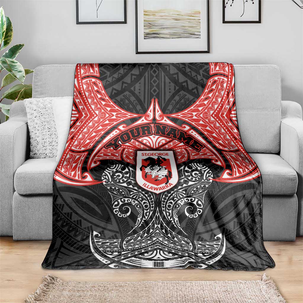 Personalized St. George Illawarra Dragons Blanket Polynesian Tribal Pattern Style