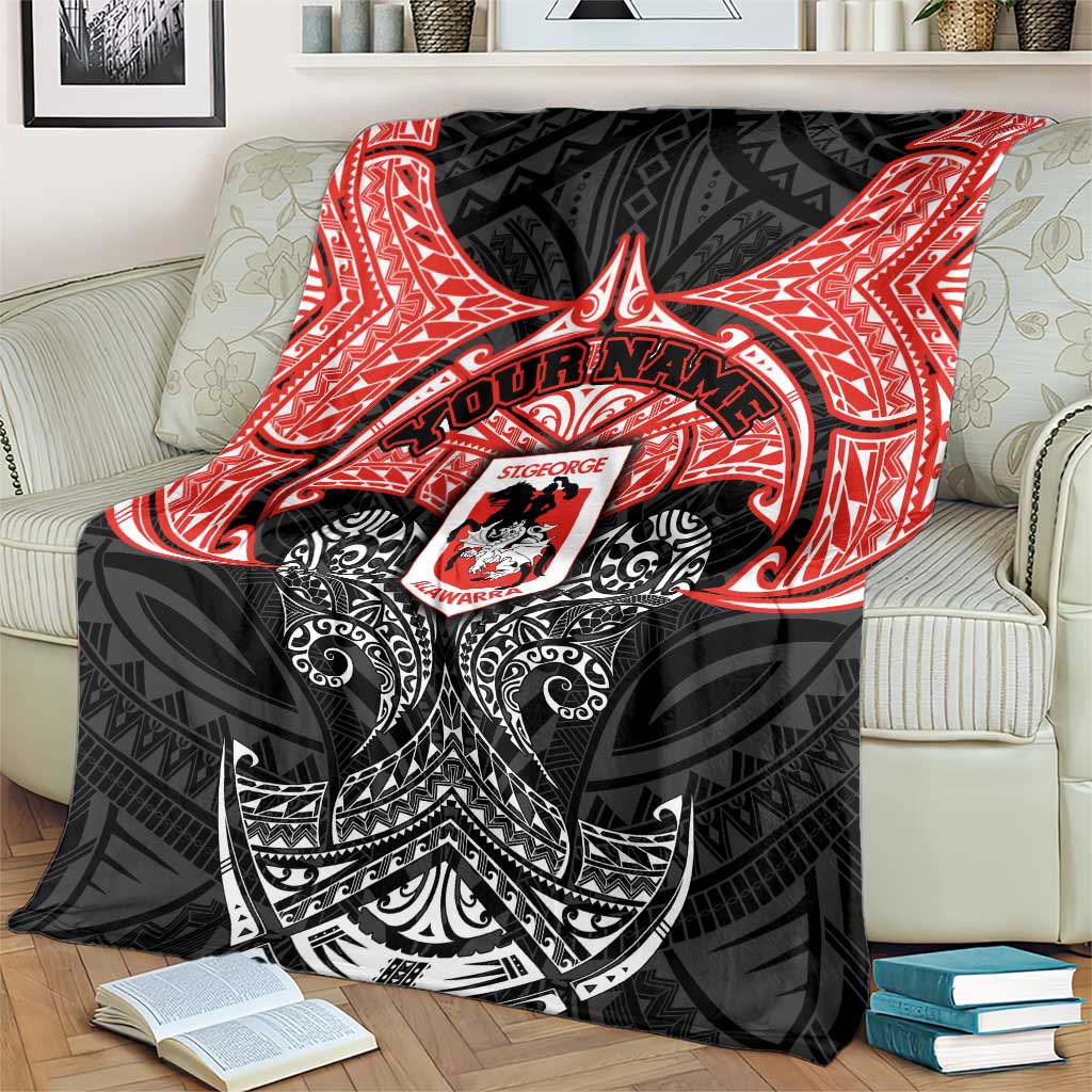 Personalized St. George Illawarra Dragons Blanket Polynesian Tribal Pattern Style