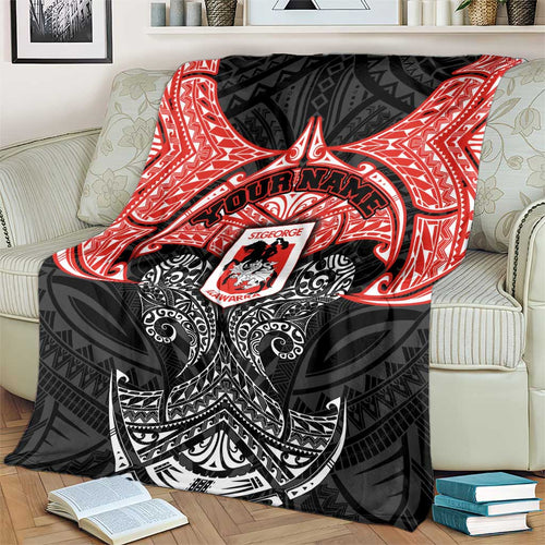Personalized St. George Illawarra Dragons Blanket Polynesian Tribal Pattern Style