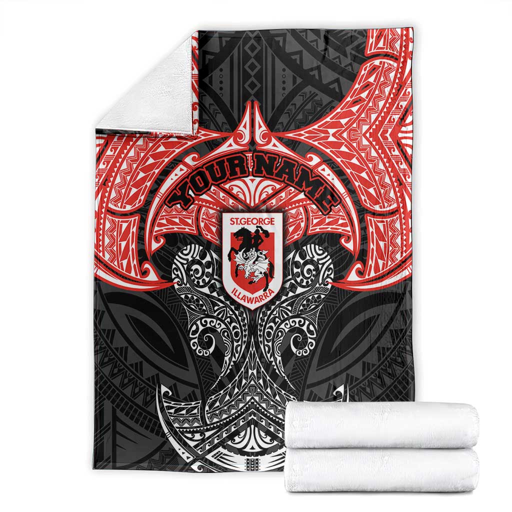 Personalized St. George Illawarra Dragons Blanket Polynesian Tribal Pattern Style