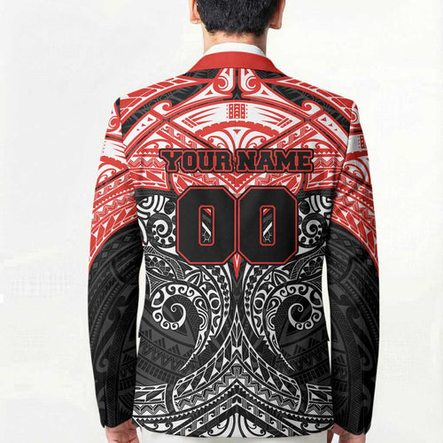Personalized St. George Illawarra Dragons Blazer Polynesian Tribal Pattern Style