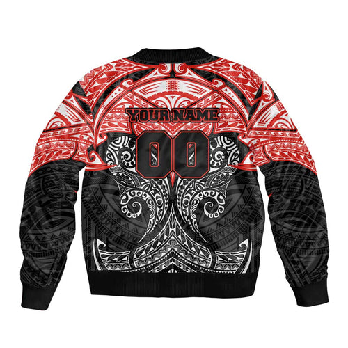 Personalized St. George Illawarra Dragons Bomber Jacket Polynesian Tribal Pattern Style