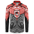 Personalized St. George Illawarra Dragons Button Sweatshirt Polynesian Tribal Pattern Style