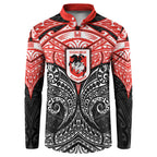 Personalized St. George Illawarra Dragons Button Sweatshirt Polynesian Tribal Pattern Style