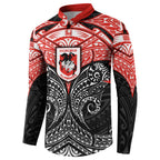 Personalized St. George Illawarra Dragons Button Sweatshirt Polynesian Tribal Pattern Style