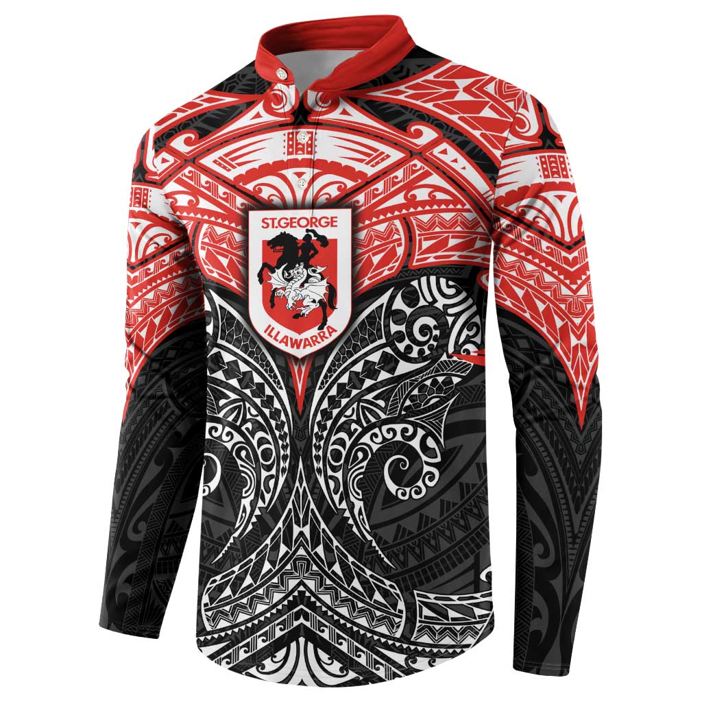 Personalized St. George Illawarra Dragons Button Sweatshirt Polynesian Tribal Pattern Style