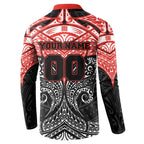 Personalized St. George Illawarra Dragons Button Sweatshirt Polynesian Tribal Pattern Style