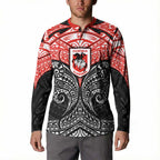 Personalized St. George Illawarra Dragons Button Sweatshirt Polynesian Tribal Pattern Style