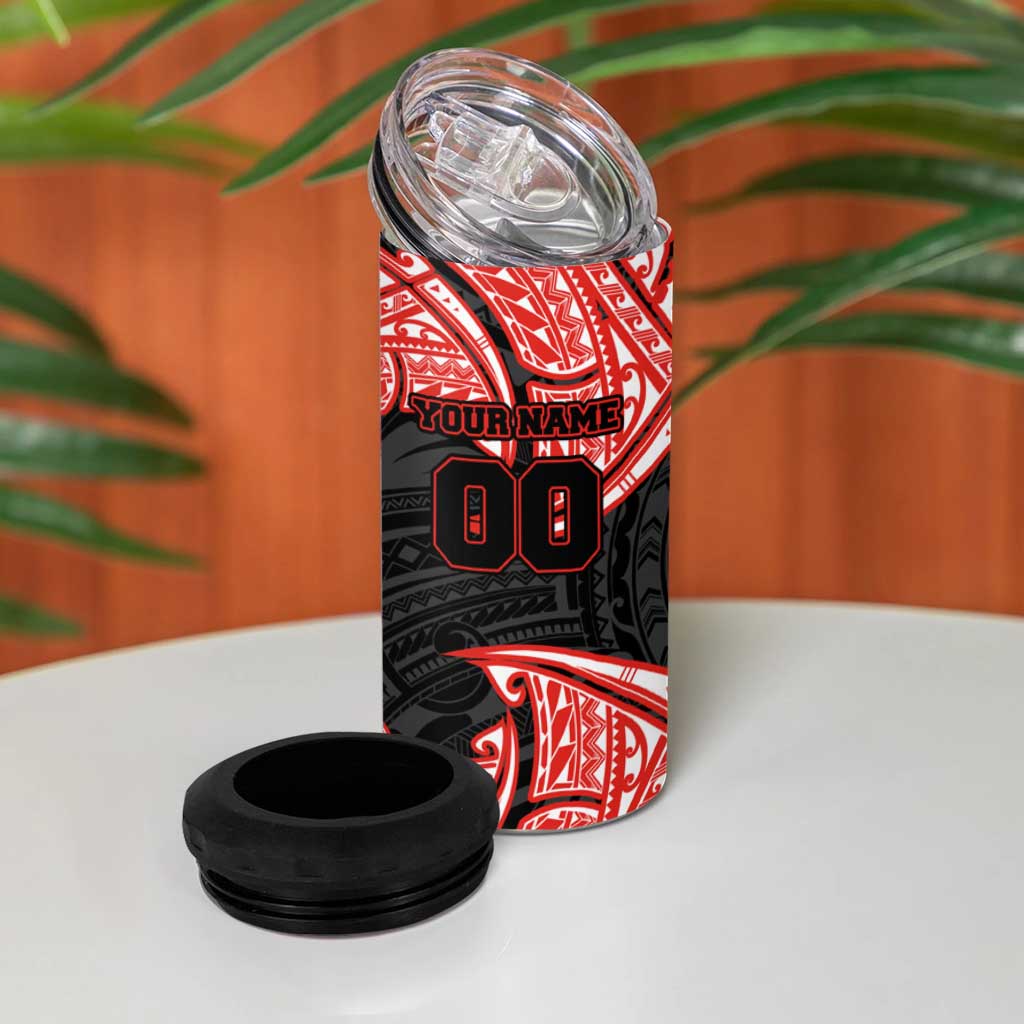 Personalized St. George Illawarra Dragons 4 in 1 Can Cooler Tumbler Polynesian Tribal Pattern Style