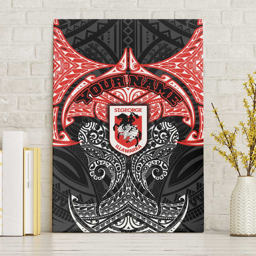 Personalized St. George Illawarra Dragons Canvas Wall Art Polynesian Tribal Pattern Style