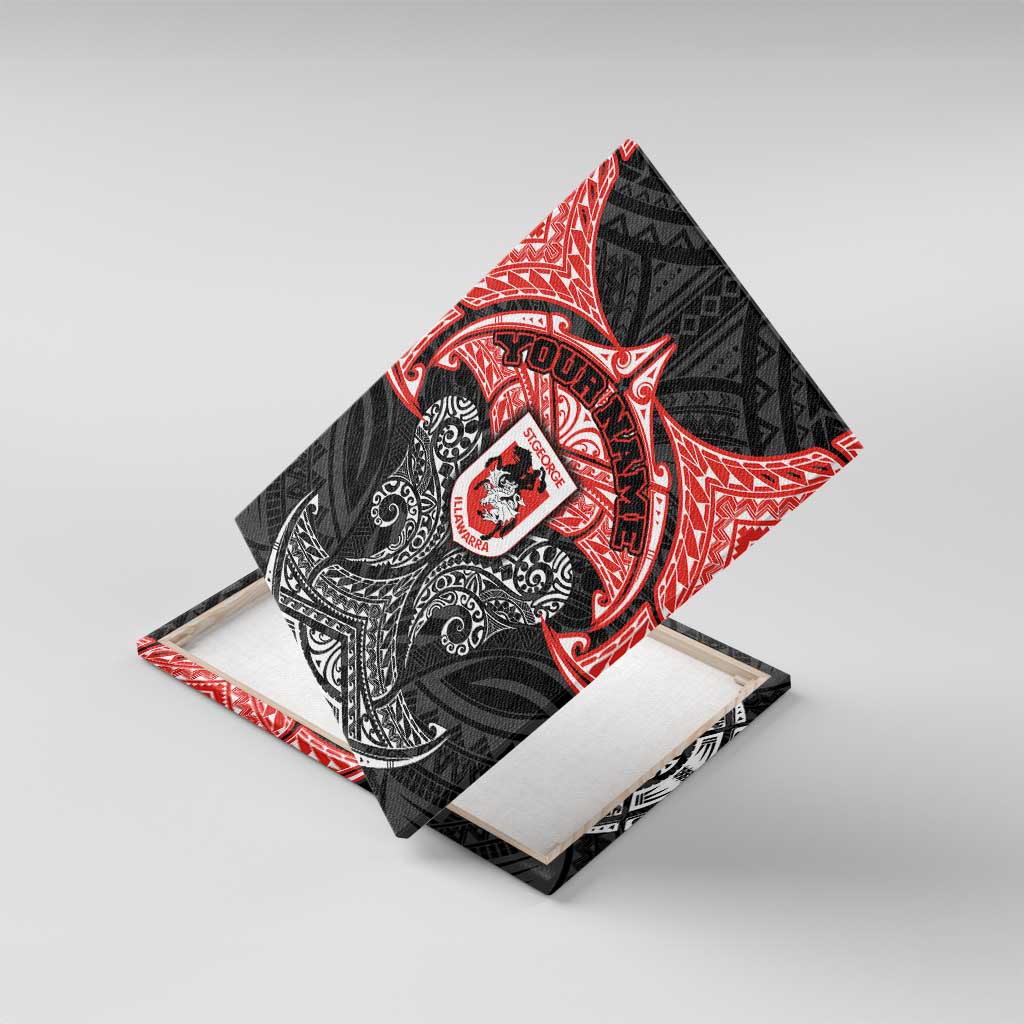 Personalized St. George Illawarra Dragons Canvas Wall Art Polynesian Tribal Pattern Style