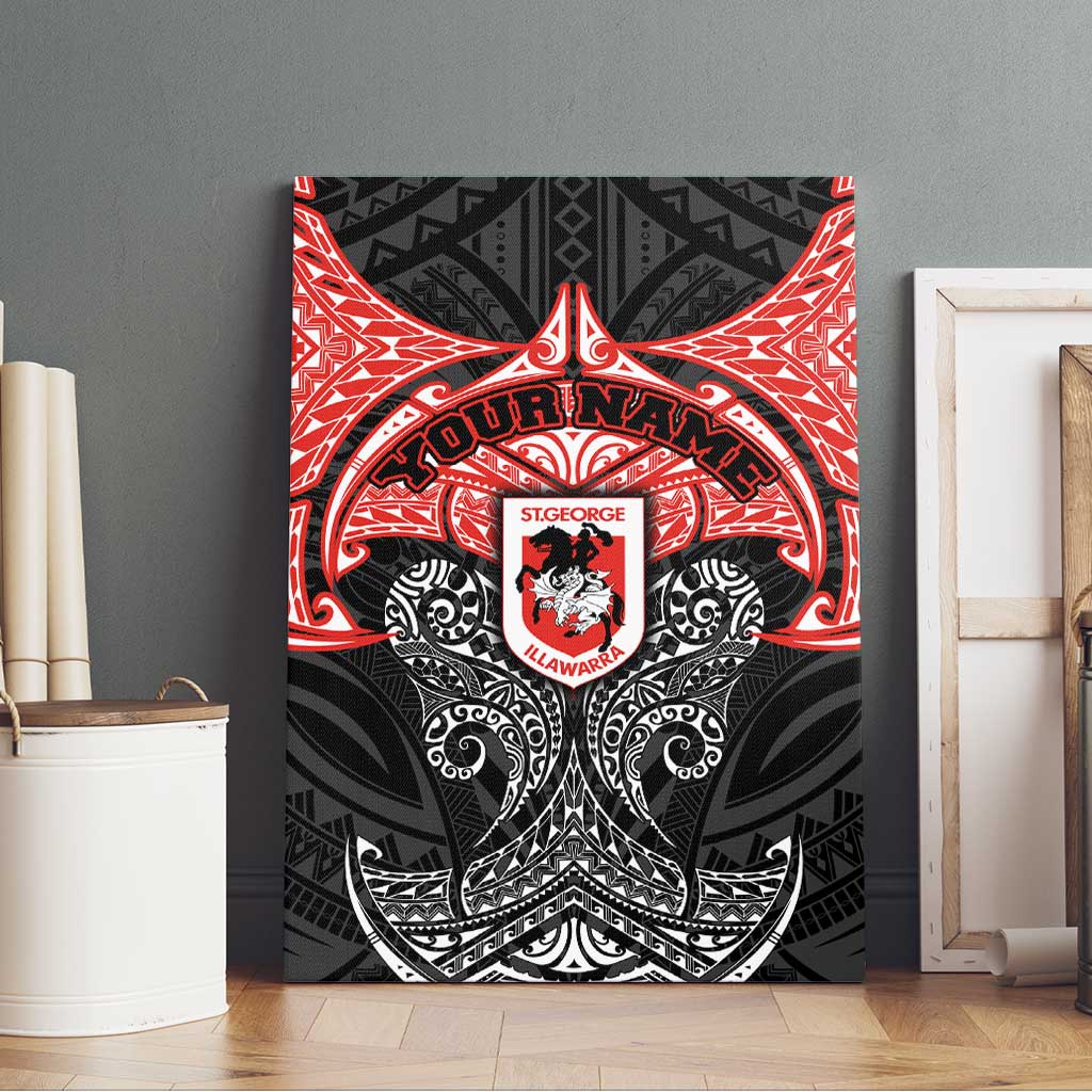 Personalized St. George Illawarra Dragons Canvas Wall Art Polynesian Tribal Pattern Style