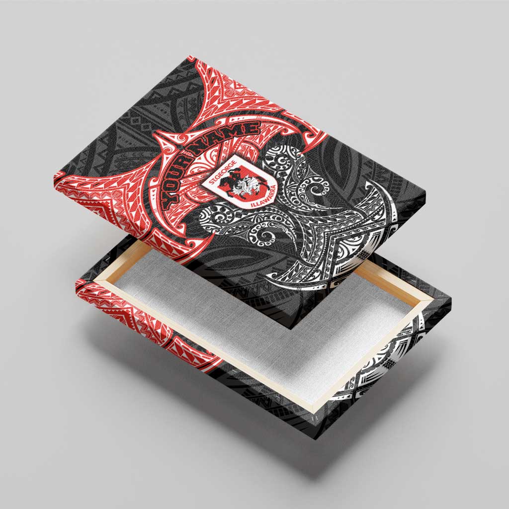 Personalized St. George Illawarra Dragons Canvas Wall Art Polynesian Tribal Pattern Style