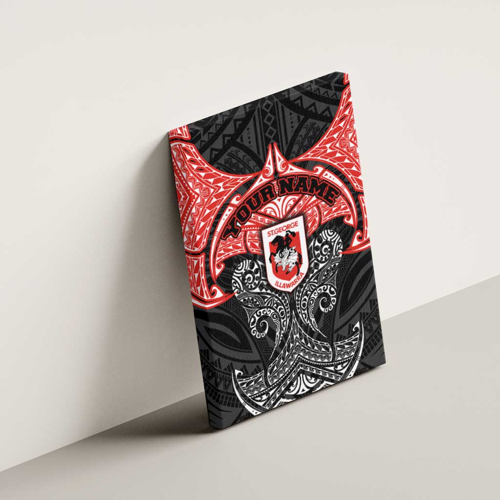 Personalized St. George Illawarra Dragons Canvas Wall Art Polynesian Tribal Pattern Style
