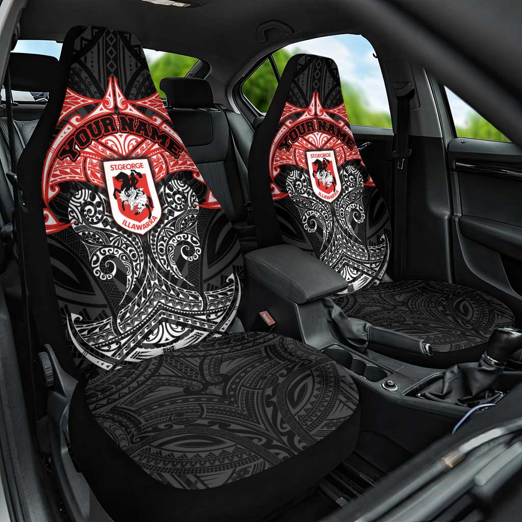 Personalized St. George Illawarra Dragons Car Seat Cover Polynesian Tribal Pattern Style