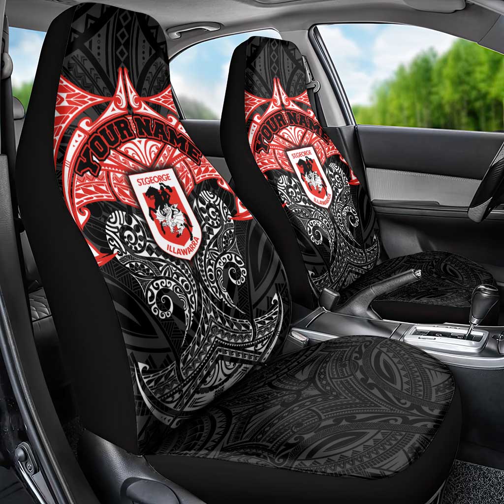 Personalized St. George Illawarra Dragons Car Seat Cover Polynesian Tribal Pattern Style