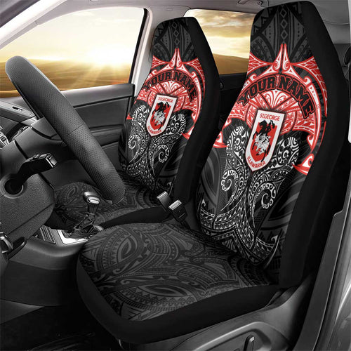 Personalized St. George Illawarra Dragons Car Seat Cover Polynesian Tribal Pattern Style
