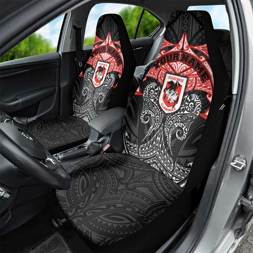 Personalized St. George Illawarra Dragons Car Seat Cover Polynesian Tribal Pattern Style