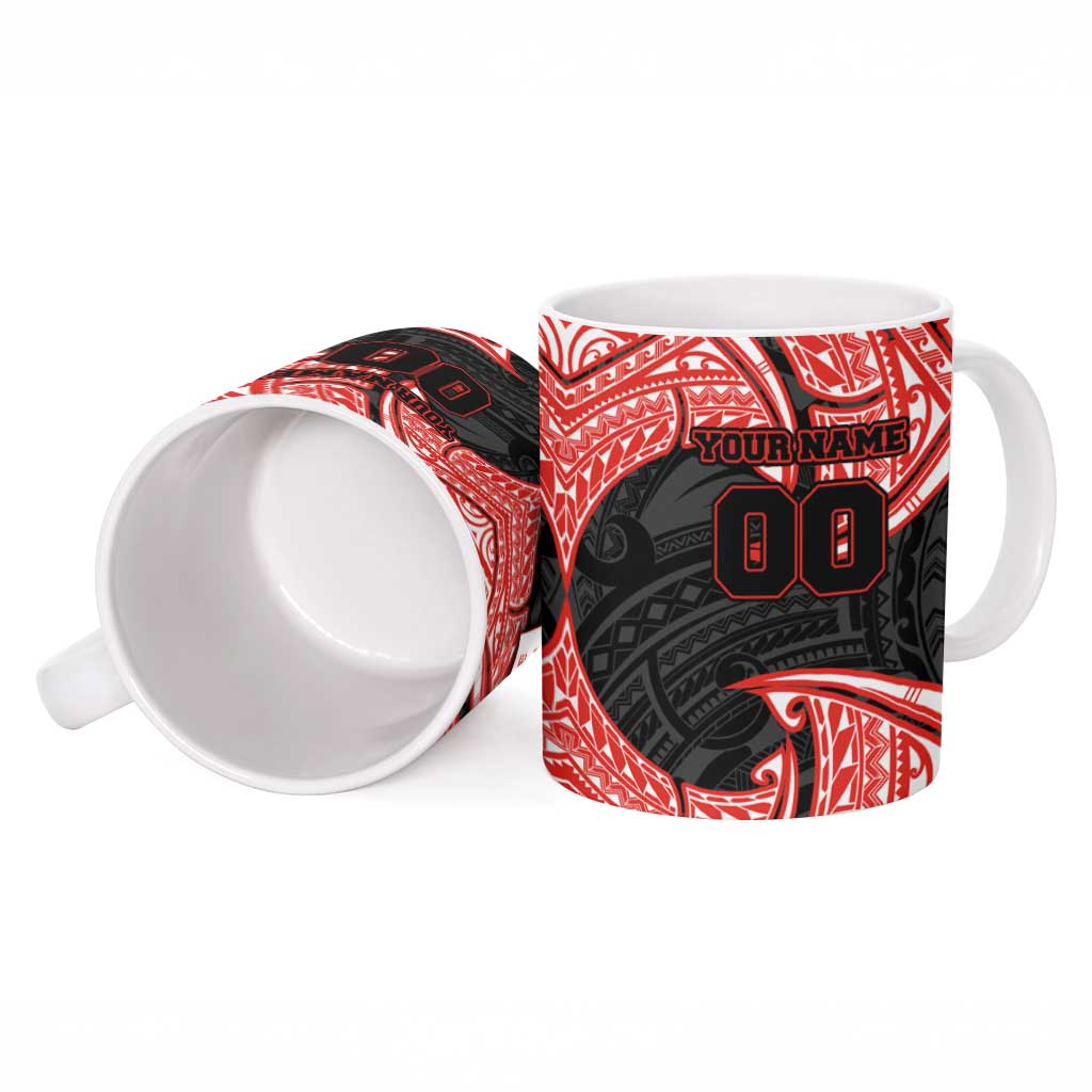Personalized St. George Illawarra Dragons Ceramic Mug Polynesian Tribal Pattern Style