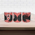 Personalized St. George Illawarra Dragons Ceramic Mug Polynesian Tribal Pattern Style