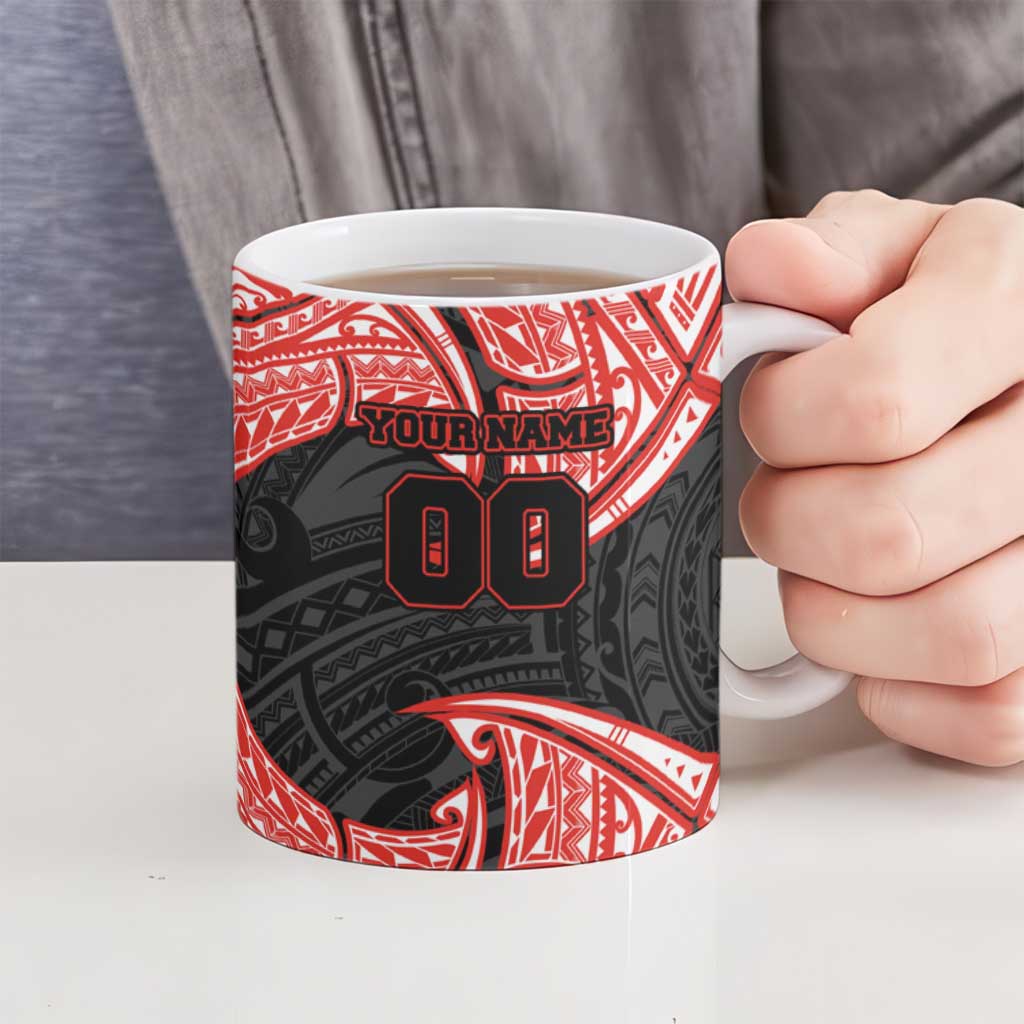 Personalized St. George Illawarra Dragons Ceramic Mug Polynesian Tribal Pattern Style