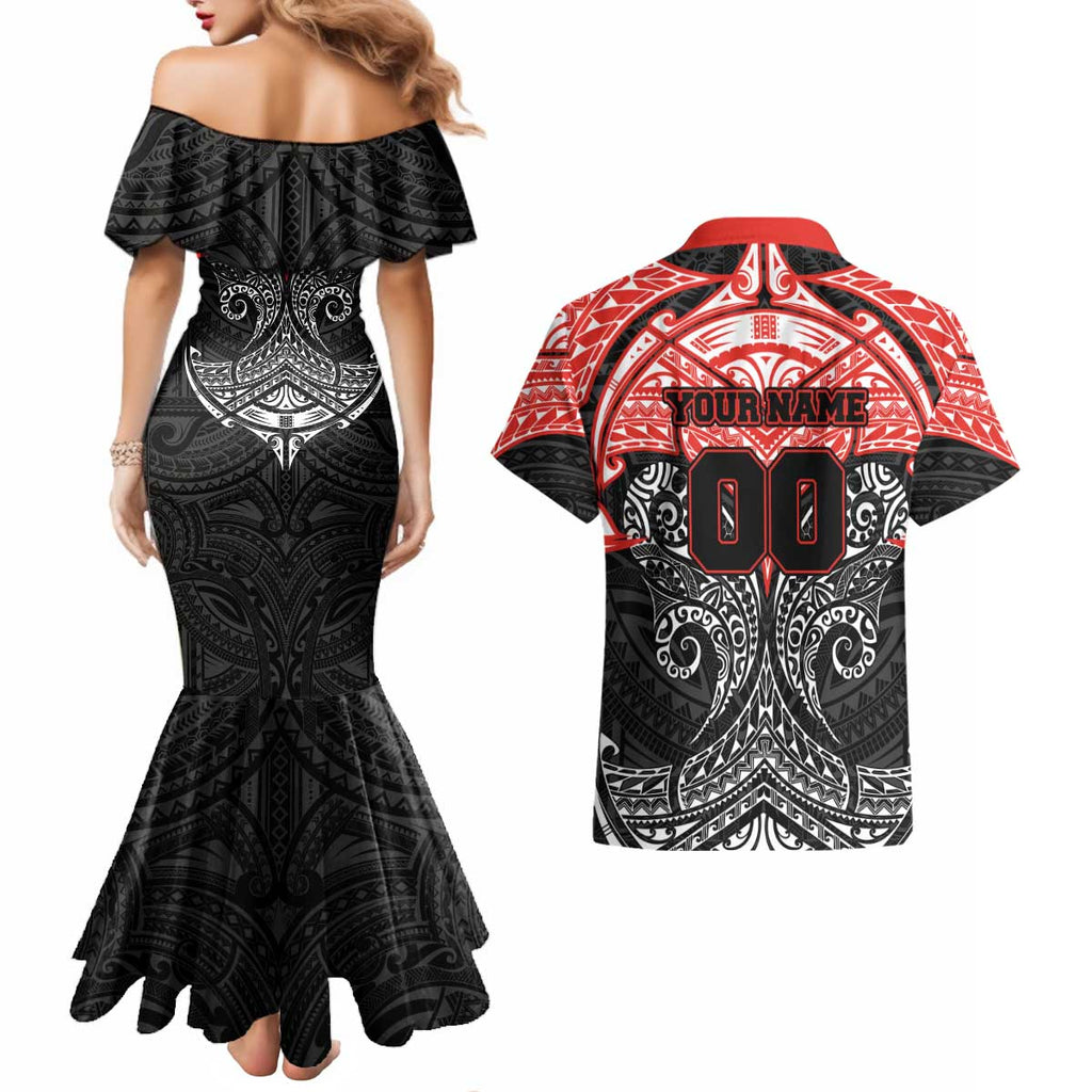 Personalized St. George Illawarra Dragons Couples Matching Mermaid Dress and Hawaiian Shirt Polynesian Tribal Pattern Style