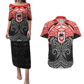 Personalized St. George Illawarra Dragons Couples Matching Puletasi and Hawaiian Shirt Polynesian Tribal Pattern Style