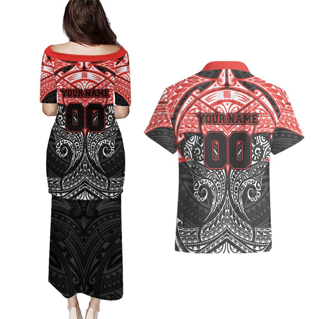 Personalized St. George Illawarra Dragons Couples Matching Puletasi and Hawaiian Shirt Polynesian Tribal Pattern Style