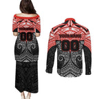 Personalized St. George Illawarra Dragons Couples Matching Puletasi and Long Sleeve Button Shirt Polynesian Tribal Pattern Style