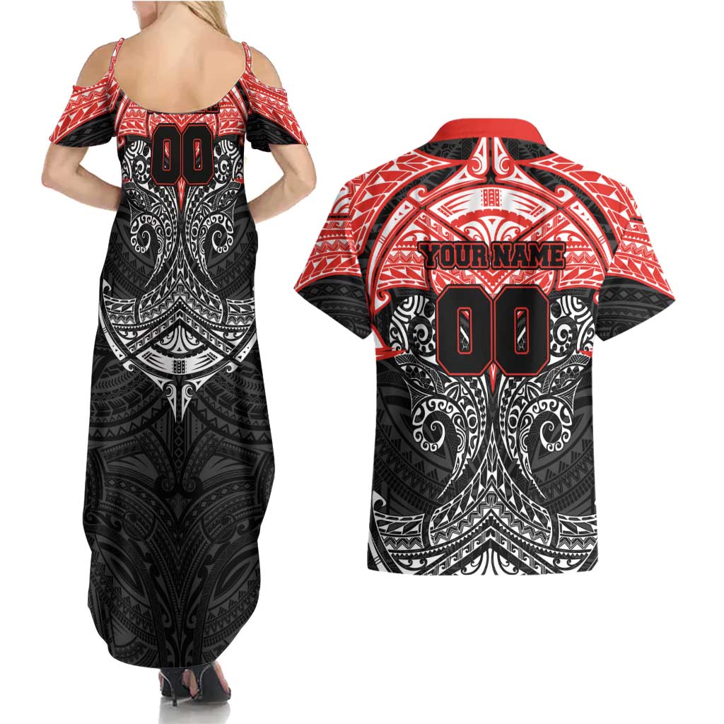 Personalized St. George Illawarra Dragons Couples Matching Summer Maxi Dress and Hawaiian Shirt Polynesian Tribal Pattern Style