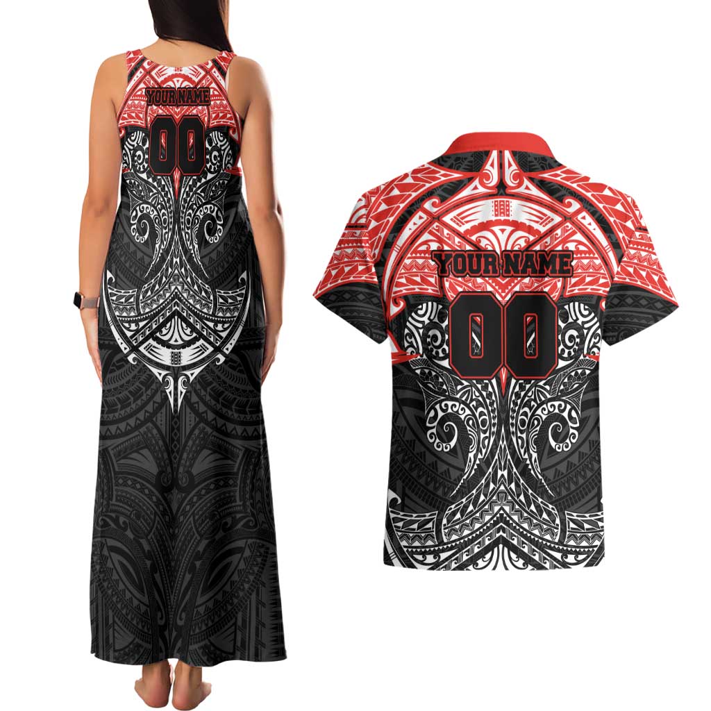 Personalized St. George Illawarra Dragons Couples Matching Tank Maxi Dress and Hawaiian Shirt Polynesian Tribal Pattern Style