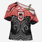Personalized St. George Illawarra Dragons Cross Shoulder Shirt Polynesian Tribal Pattern Style