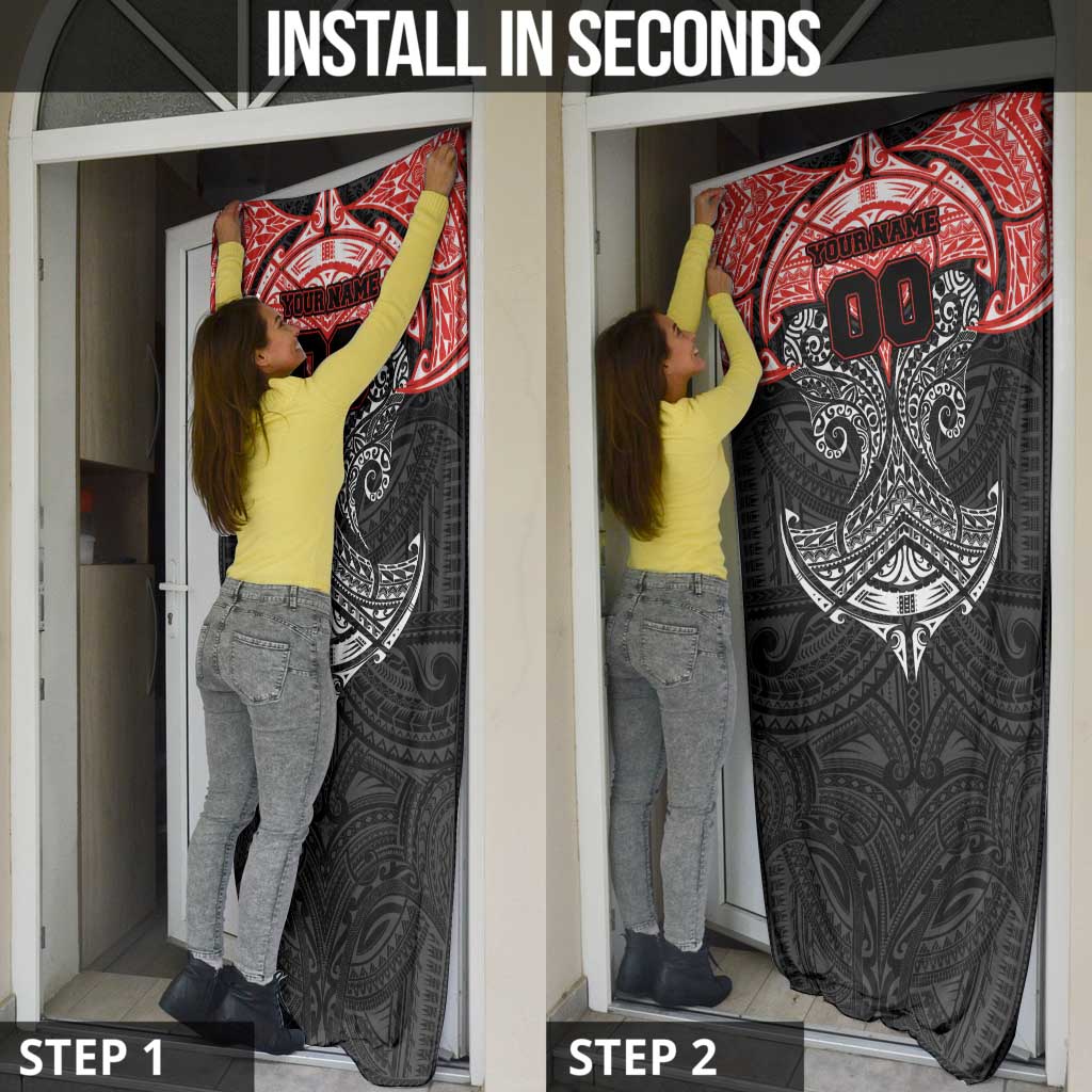 Personalized St. George Illawarra Dragons Door Cover Polynesian Tribal Pattern Style