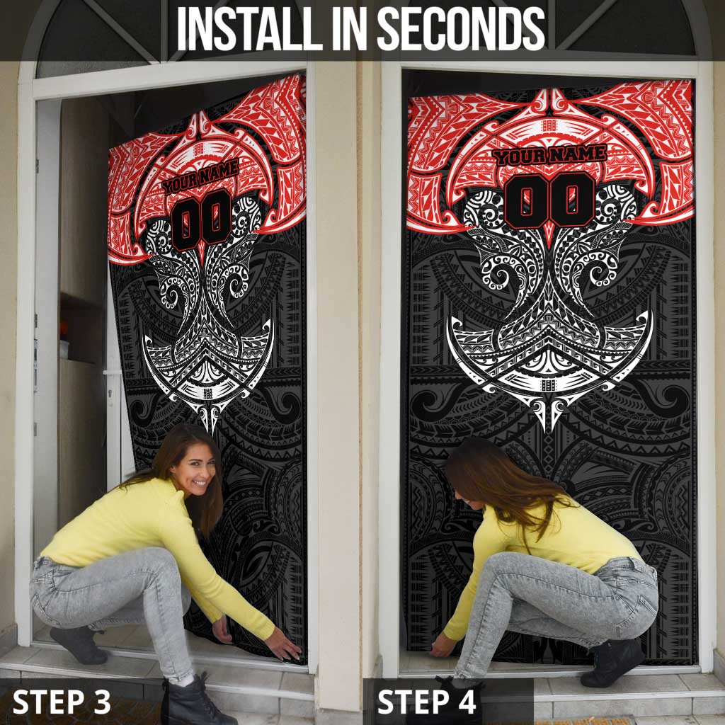 Personalized St. George Illawarra Dragons Door Cover Polynesian Tribal Pattern Style
