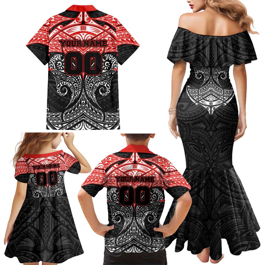 Personalized St. George Illawarra Dragons Family Matching Mermaid Dress and Hawaiian Shirt Polynesian Tribal Pattern Style