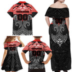 Personalized St. George Illawarra Dragons Family Matching Off Shoulder Maxi Dress and Hawaiian Shirt Polynesian Tribal Pattern Style
