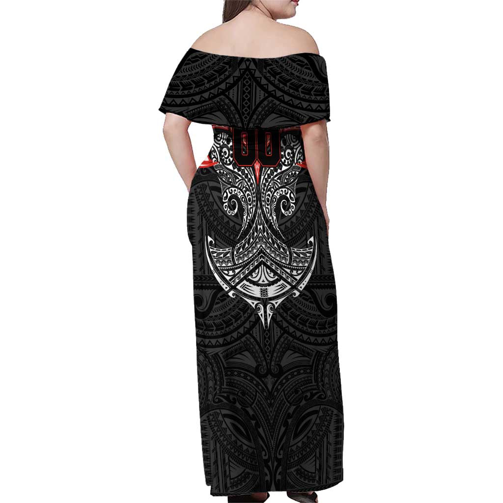 Personalized St. George Illawarra Dragons Family Matching Off Shoulder Maxi Dress and Hawaiian Shirt Polynesian Tribal Pattern Style