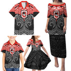 Personalized St. George Illawarra Dragons Family Matching Puletasi and Hawaiian Shirt Polynesian Tribal Pattern Style