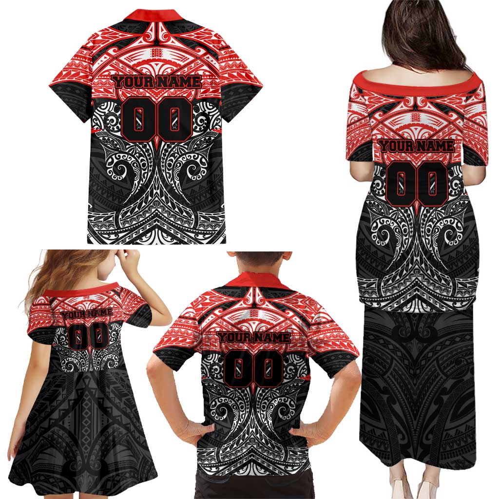 Personalized St. George Illawarra Dragons Family Matching Puletasi and Hawaiian Shirt Polynesian Tribal Pattern Style
