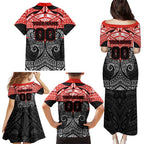 Personalized St. George Illawarra Dragons Family Matching Puletasi and Hawaiian Shirt Polynesian Tribal Pattern Style