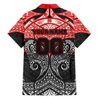 Personalized St. George Illawarra Dragons Family Matching Short Sleeve Bodycon Dress and Hawaiian Shirt Polynesian Tribal Pattern Style