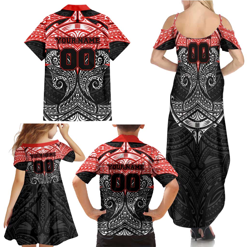 Personalized St. George Illawarra Dragons Family Matching Summer Maxi Dress and Hawaiian Shirt Polynesian Tribal Pattern Style