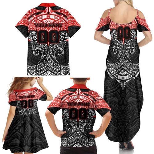 Personalized St. George Illawarra Dragons Family Matching Summer Maxi Dress and Hawaiian Shirt Polynesian Tribal Pattern Style